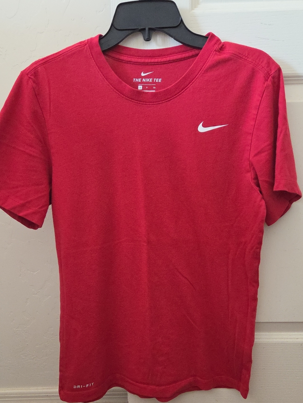 Nike Men’s Red Short-Sleeve Crew Tee with White Swoosh